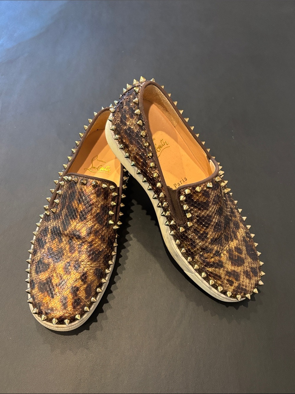 Christian Louboutin Leopard Pik Boat Spike Slip-on Size 37 US 7